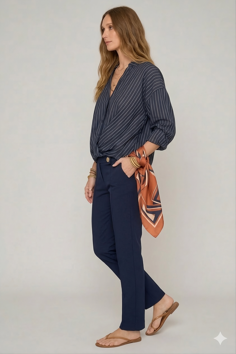 CAMISA RAYAS OVER COLOR AZUL MARINO 2